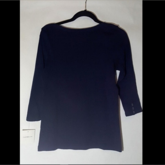 Croft and Barrow Blouse Navy Top Long Sleeve NWT - Picture 2 of 4